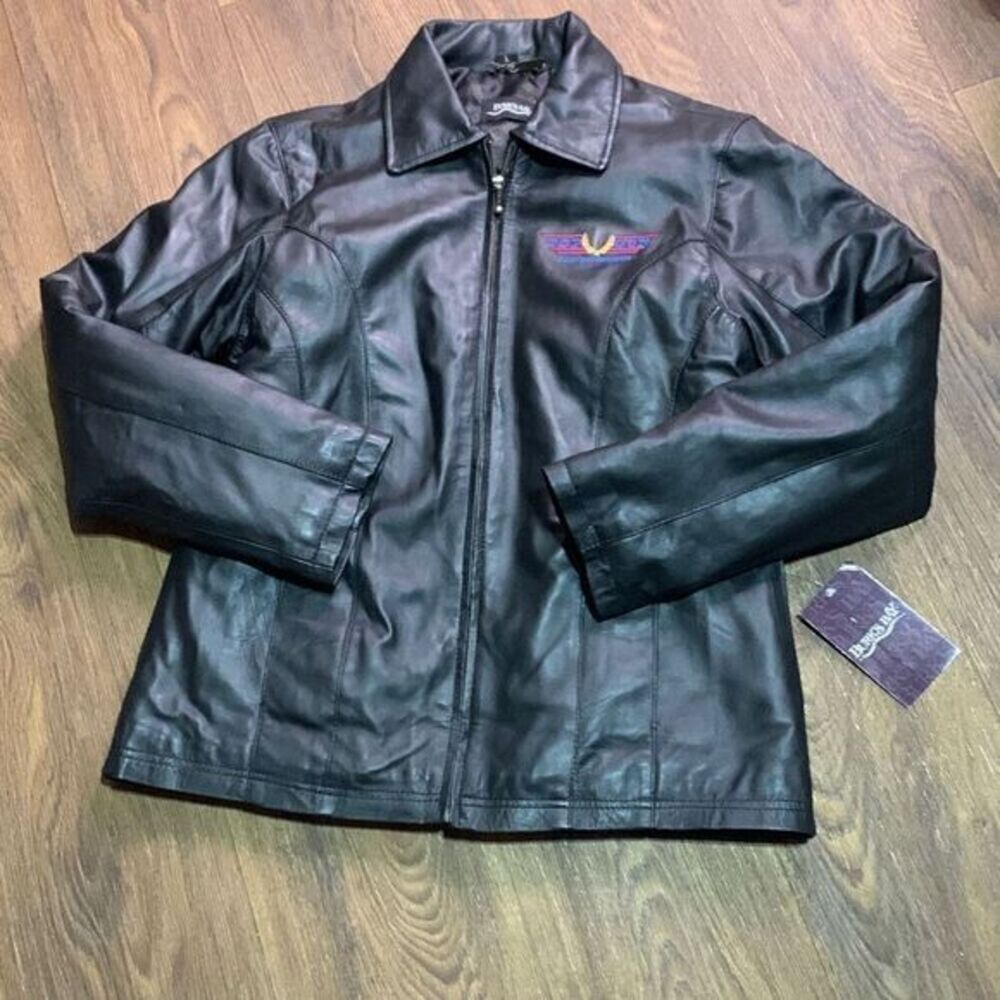 Burks bay TOP GUN black leather jacket.  Zip up lined‎ leather jacket large